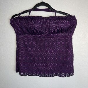 Women's Bijou Bijou Purple Sleeveless Crop To‎ Lacy Look Size Large